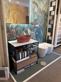 Composizione Alice colore quercia + Lavabo Unica tabasco lucido 45x31